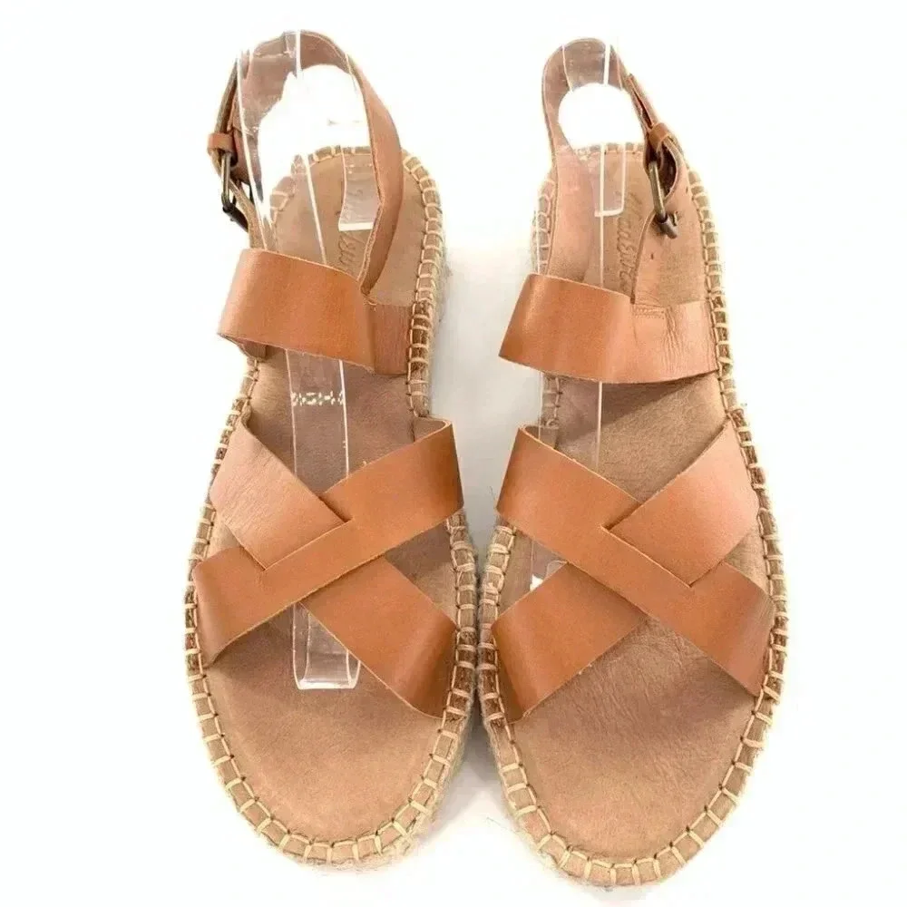 Madewell sandals style md776 size 9 cognac brown strappy Espadrilles platforms
